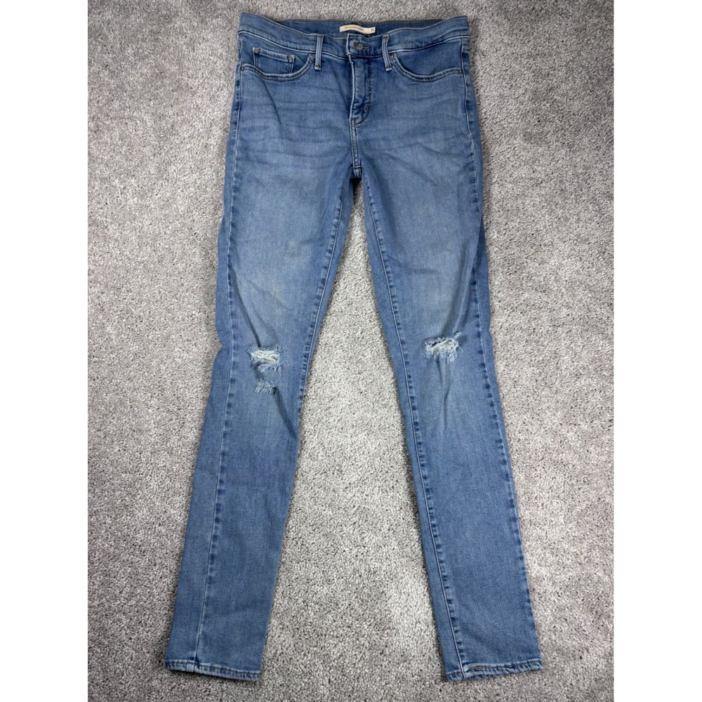 Levis 311 Shaping‎ Skinny Jeans Womens 31 Blue Distressed Knee 19626-0067
